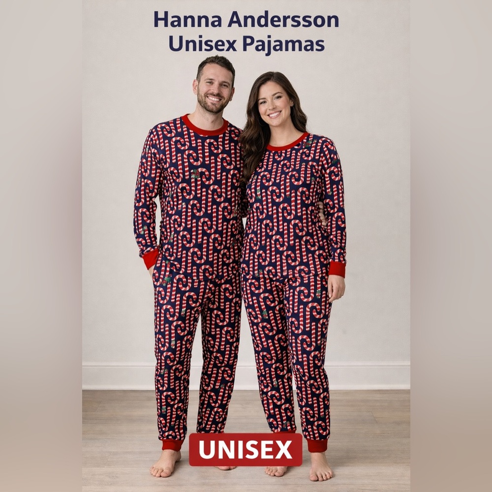 Hanna Andersson Unisex Candy Cane Pajama Set Christmas Holiday Organic Cotton